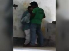 Patna, Bihar high school girl in coaching center roof after class with her boyfriend who passionately kissed her and pressing her juicy boob!.