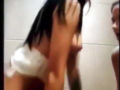 Irish girls lick each other out in toilet