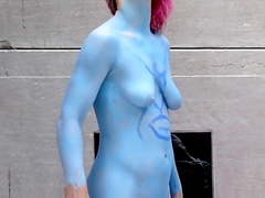 Body painting big saggy tits and a dick