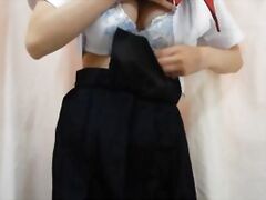 Sailor Suit JK to Pee while Wearing Nigga Tights