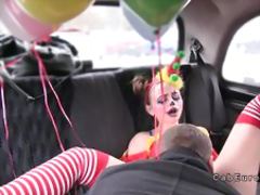 Hot clown got pussy banged in cab