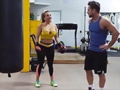 Richelle Ryan could literally knock you out with her giant tits, and she has one hell of a jab too! Our boy spent the day with her in the gym. They began to spar and one of Richelles punches knocked our guy out.