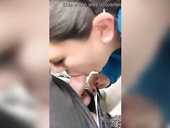 Stupid wife sucking dick in store like a whore