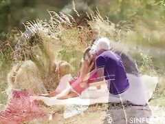 Blonde teen sexy fun in the sun