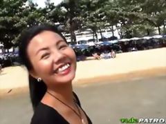 Sexy Thai babe picked up on the beach and fucked POV