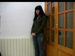 Dark haired girl paddled hard