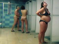 Cameravoyeur - Pregnant and Mature Women Public Pool Shower