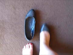 Wife in trashed ballerinas and poor teddy bear