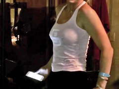 Kaley Cuoco dancing in see-through top