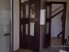 Voyeur bangs blue eyed slim blonde