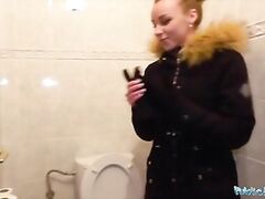 Public Agent Multiple orgasms as tight pussy stretched