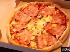 Enormous boobs tattooed pizza girl fuck