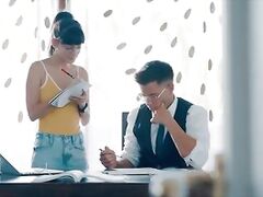 Tattooed & Horny Secretary w Semi-Bush gets Full Dick