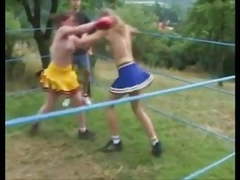 Topless College Cheerleader Boxing
